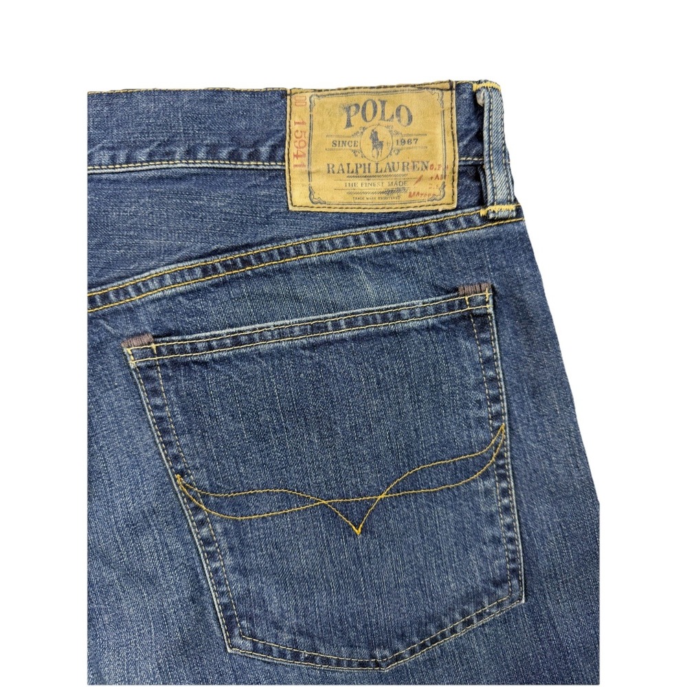 Polo Ralph Lauren Vtg 67 Denim Jeans 36"x34" Medium Wash Straight 90's Distress
